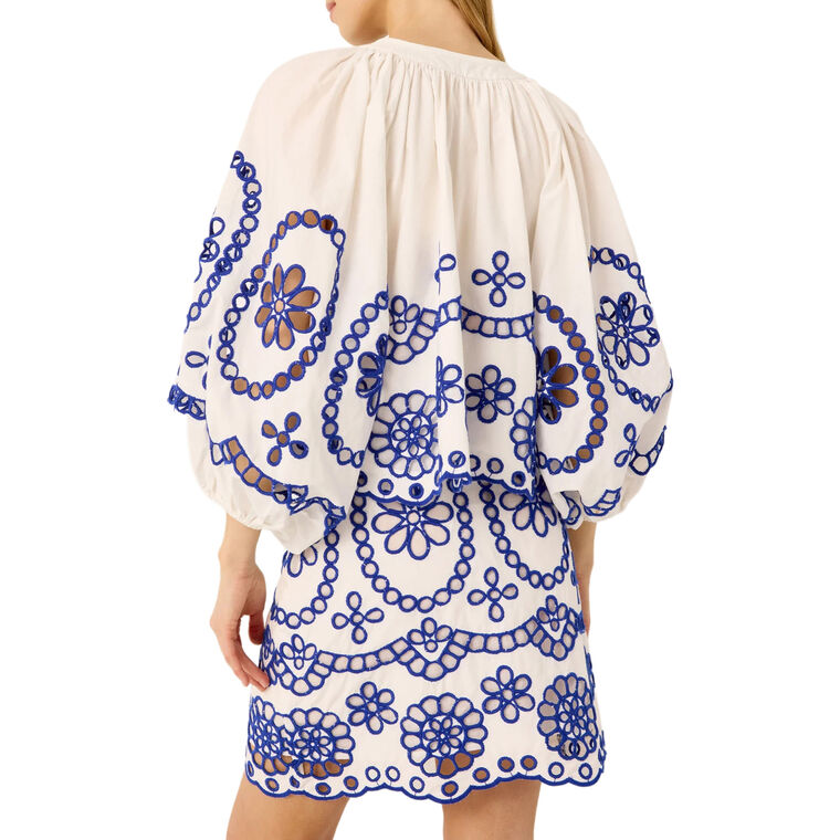 Vara 3/4 Puff Sleeve Eyelet Top image number null